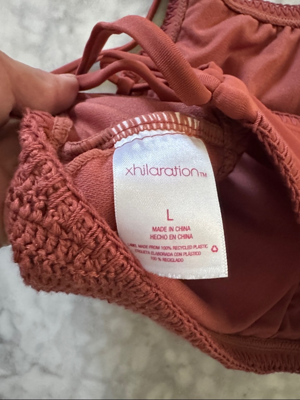 Target Xhilaration Crochet Halter Bralette bikini top in Rust Large - Picture 3 of 3